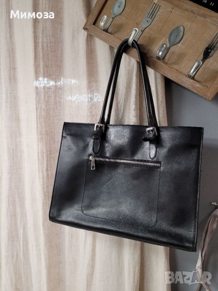 Естествена кожа, черна твърда чанта от ФЛОРЕНЦИЯ , снимка 1