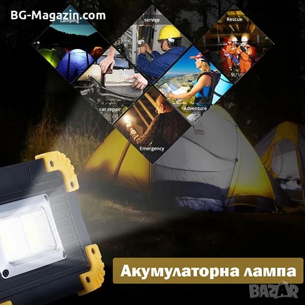 Мощна сервизна работна къмпинг лампа осветление преносима LED фенер USB за риболов палатка работа, снимка 1