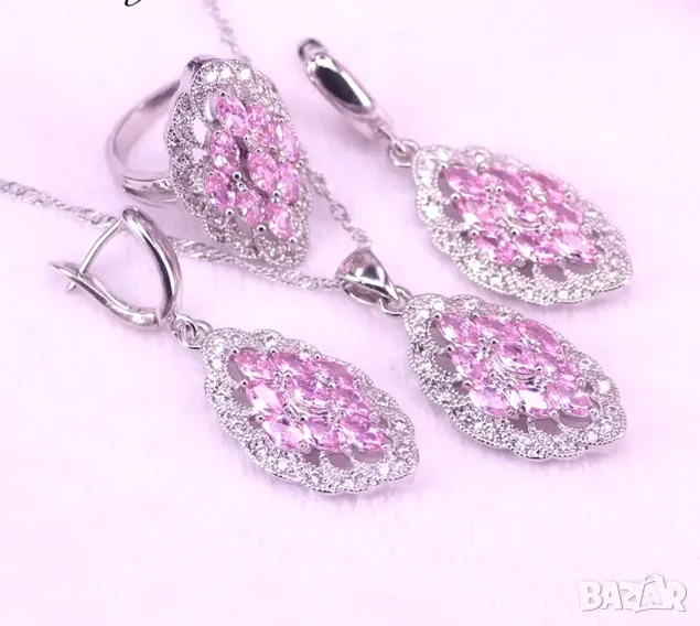 Луксозен сребърен комплект с лилав сапфир, снимка 1