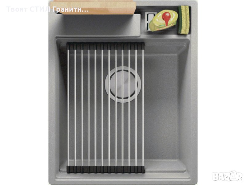  Кухненска Мивка от гранит модел Осло 45 Премиум 430 x 530 мм Сива, снимка 1