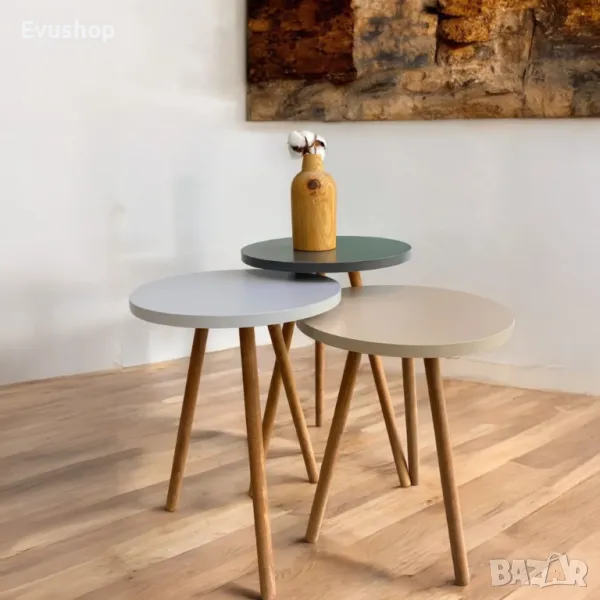 Цветни Дървени Маси- 3 броя, снимка 1