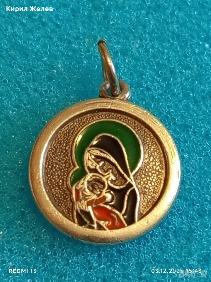 Сребърен медальон Дева Мария с младенеца Исус ювелирна изработка 52155, снимка 1