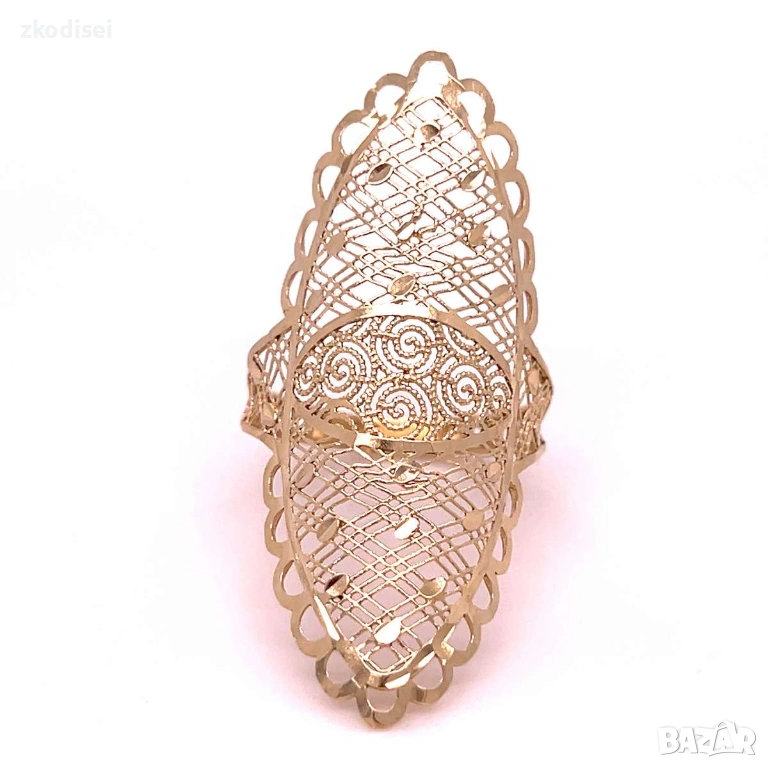 Златен дамски пръстен 2,58гр. размер:58 14кр. проба:585 модел:37061-1, снимка 1