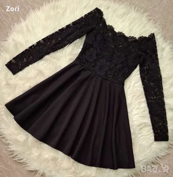 УНИКАЛНА Кукленска рокля с дантела и отворени рамене, снимка 1