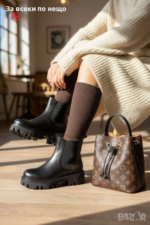 Louis Vuitton Дамски Черни Боти Луис Витон Код SK382, снимка 1