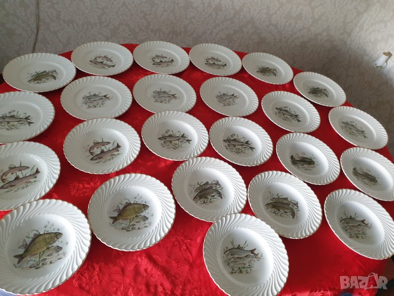 Френски порцеланов рибен сервиз за хранене LUNEVILLE, снимка 1