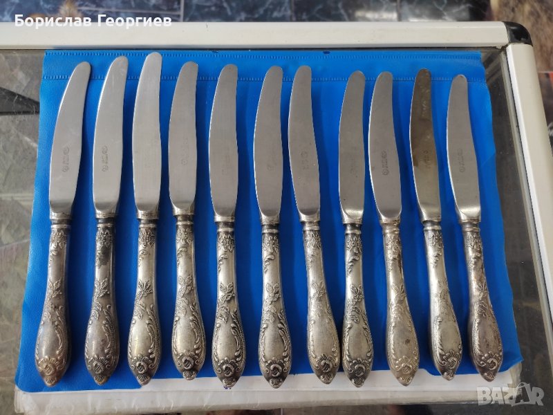 Руски ножове нерж с посребрени дръжки, снимка 1