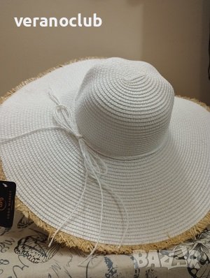 Широкопола бяла капела със Сламена лента, снимка 1