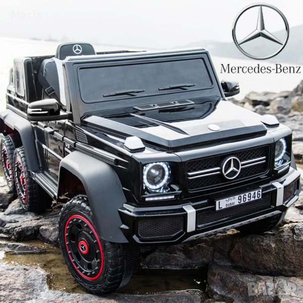 Акумулаторен джип Mercedes G 63 AMG 4X4 12V батерия,MP3, с меки гуми с Кожена седалка, снимка 1