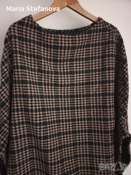 Ефектно пончо в черно и кафяво , снимка 1