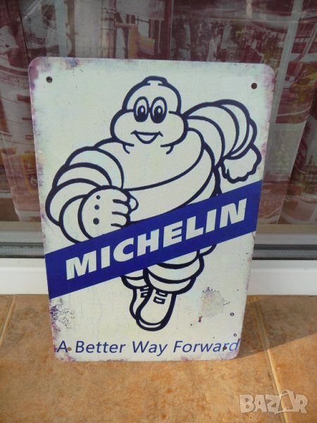 Michelin реклама метална табела гуми кола човече зимни летни, снимка 1