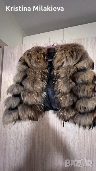 Кожено палто/яке с естествен косъм , снимка 1