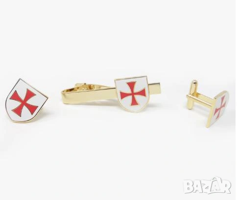 Копчета за Ръкавели Масонски Тамплиер Рицар Freemasons Illuminati Templar Masonic Cufflinks TieClips, снимка 18 - Подаръци за мъже - 53871005