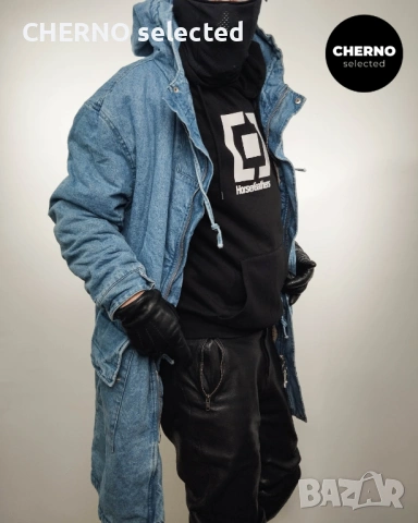 Дълго деним яке тип парка с шерпа подплата и качулка ZARA Denim Sherpa Hooded Longline Jacket – L•XL, снимка 4 - Якета - 53669998