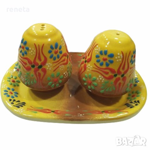 Комплект за маса Ahelos, Солнички, Ръчно рисувана, 17х9 см, снимка 1