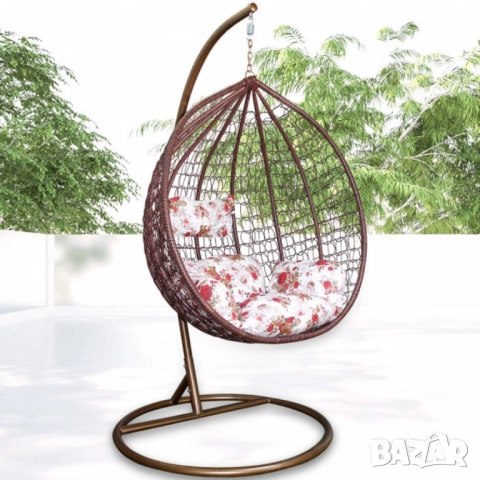 Градинска люлка от PVC ратан с метална конструкция. Доставката до офис на Еконт излиза около 90лв, д, снимка 5 - Други стоки за дома - 52138201
