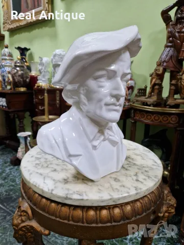Голям антикварен колекционерски порцеланов бюст фигура статуетка , снимка 3 - Статуетки - 50153925