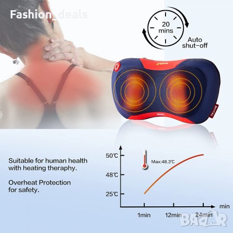Нов Масажор за гръб с топлина шиацу масаж облекчаване на болка, снимка 2 - Масажори - 40003584