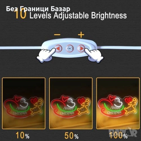 Нов Коледен неонов LED знак с елен Merry Christmas USB украса Табела, снимка 3 - Декорация за дома - 53020851