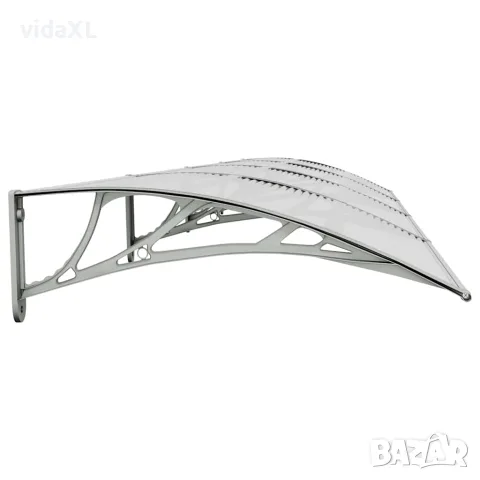 vidaXL Навес за врата, сиво и прозрачно, 400x75 см, поликарбонат, снимка 5 - Врати за баня - 56146238