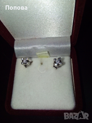 18 к.  с диаманти  италиански златни  обеци , снимка 3 - Обеци - 36159266