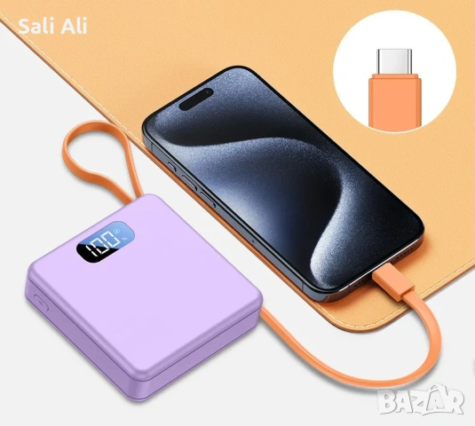 DPLUS 10000mAh Външна Батерия Power Bank Вграден Кабел Type C Дисплей, снимка 8 - Външни батерии - 53658019