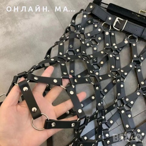 Пола с висока талия от мрежа кожени колани , снимка 3 - Корсети, бюстиета, топове - 38325240