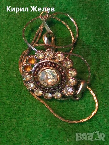 СРЕБРИСТО ВИНТИДЖ АРТ КОЛИЕ с МЕДАЛЬОН с ИСКРЯЩИ ФАСЕТИРАНИ КРИСТАЛИ 31797, снимка 16 - Колиета, медальони, синджири - 41682647