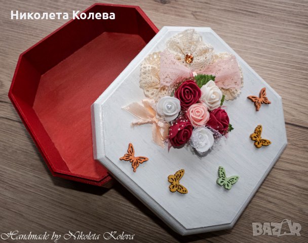 Ръчно изработена дървена кутия за бижута, снимка 4 - Други - 35857928