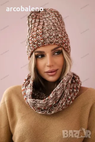 Дамски зимен комплект шапка и шал с полар Merry, 7цвята , снимка 5 - Шапки - 48320369