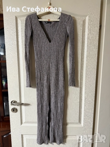 Елегантна сива миди midi дължна дълга рокля с цепка zara Zara Зара , снимка 3 - Рокли - 52806224