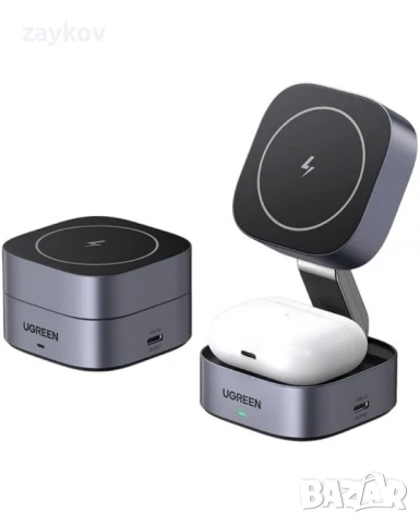 Безжично зарядно Ugreen - W526 3 в 1, MagSafe, черно, снимка 4 - Друга електроника - 51423101