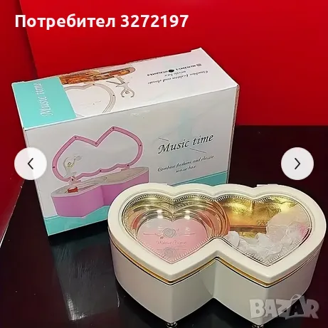 Музикална Кутия във форма на сърце с въртяща се балерина и кутия за бижута, снимка 4 - Декорация за дома - 48968109
