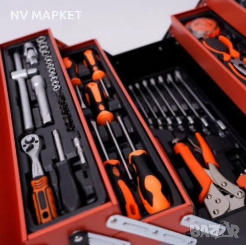 Комплект инструменти 147 бр. в метален куфар, снимка 4 - Куфари с инструменти - 53843115