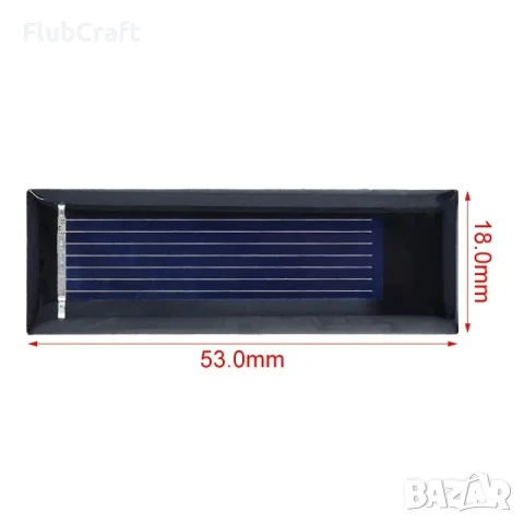 Поликристален Соларен Панел 0.5V 100mA 0.08W 53*18MM, снимка 3 - Друга електроника - 55842586