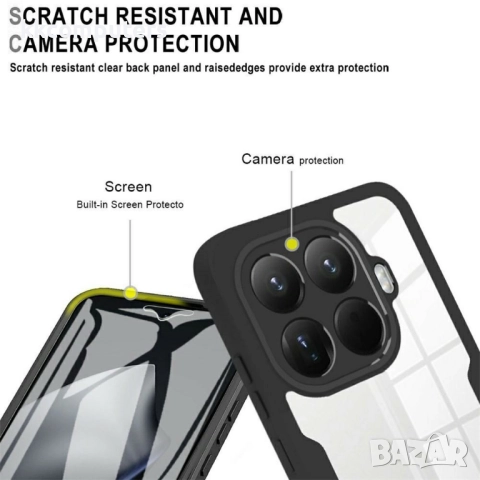 Защитен калъф + PET Протектор за Xiaomi 15T Pro | Акрил + TPU, Прозрачен дизайн, 360° Защита, 6 Цвет, снимка 11 - Калъфи, кейсове - 52360885