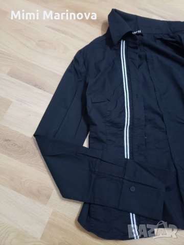 Памучна Черна риза с бродерия A'M'N, снимка 2 - Ризи - 34443158