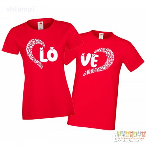 Тениски за влюбени Половин сърце Love Half Heart, снимка 3 - Тениски - 35719136