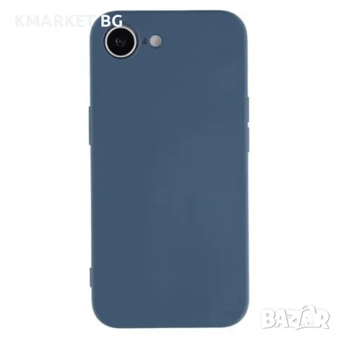 Силиконов кейс и Протектор iPaky матиран, За iPhone 16e, Тъмносин, снимка 1