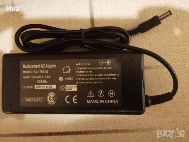 Ново  зарядно адаптер 20V 90W 4-5A 5.5"2.5, снимка 2 - Лаптоп аксесоари - 41408704