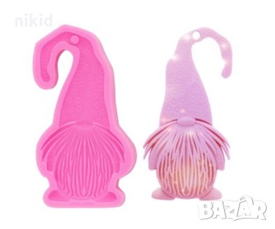 2 вида Джудже гном със шапка плосък силиконов молд форма фондан шоколад смола гипс, снимка 2 - Форми - 32318038