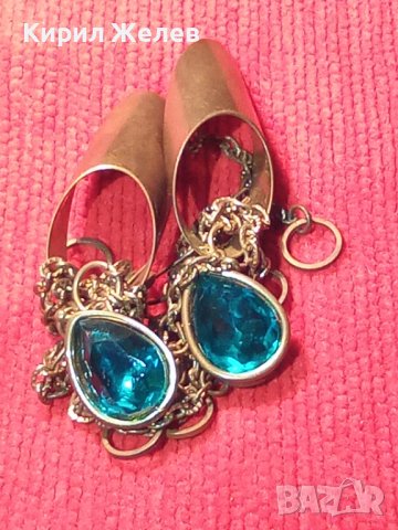 КРАСИВИ ЗЛАТИСТИ МЕСИНГОВИ ВИНТИДЖ ОБЕЦИ РЪЧНА АРТ ИЗРАБОТКА с ФАСЕТ КРИСТАЛИ 4186, снимка 4 - Обеци - 36524959