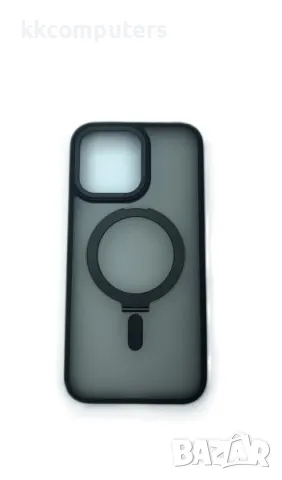 Калъф силикон мат MagSafe стойка / Черна рамка / за iPhone 14 Plus/15 Plus 6.7 Баркод : 3128932