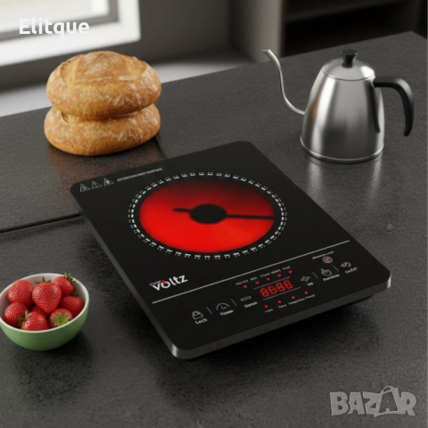 Котлон Voltz, 2000W, Кристална плоча с инфрачервен нагревател, 28х36см, LED екран, Таймер, снимка 4 - Котлони - 52465214