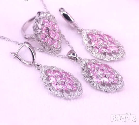 Луксозен сребърен комплект с лилав сапфир