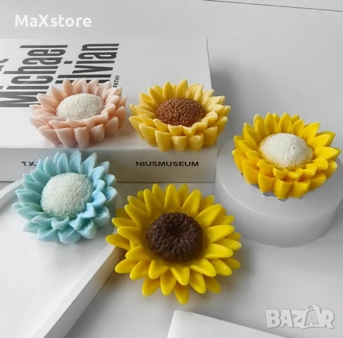3D  2 модела Слънчоглед Силиконов молд форма за свещи гипс сапун смола фондан за декорация на торта 