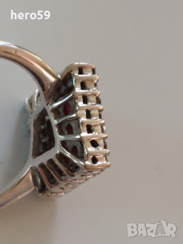 Дамски златен 18 к.пръстен с рубини и брилянти, снимка 4 - Пръстени - 36150270