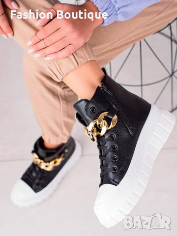 Дамски, кожени кецове в черно с бяла подметка 37/41, снимка 7 - Кецове - 35928061