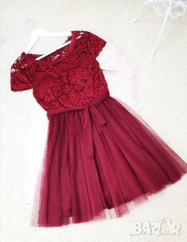 🌷Разкроена дамска рокля с дантела и тюл , снимка 10 - Рокли - 50622898