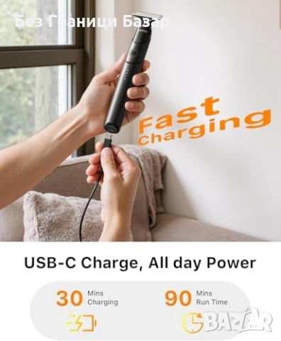 Нов мъжки Водоустойчив тример за тяло и слабини, 120мин, магнитна глава, снимка 5 - Тримери - 53680158